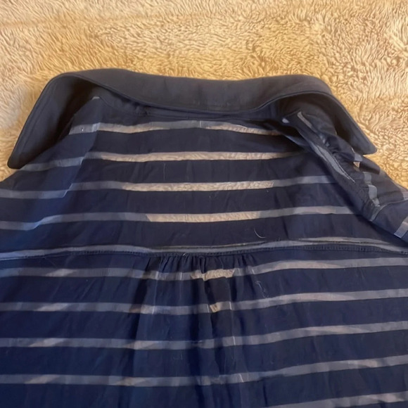 Sheer striped stretchy button down top - Picture 9 of 10
